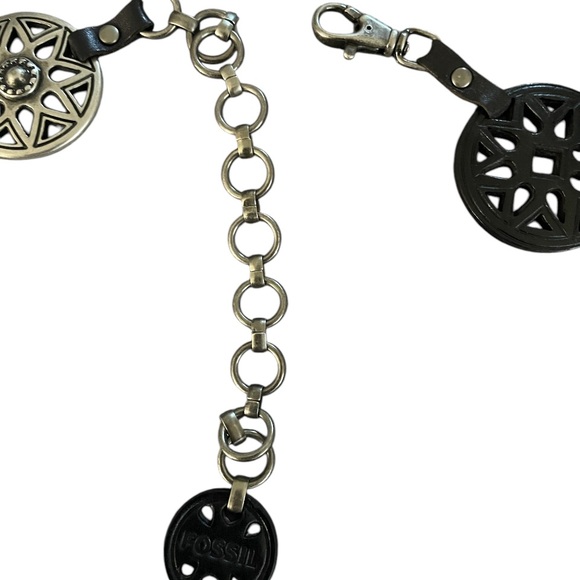 FOSSIL Men's Leather & Metal Belt Accessories Black & Silver Tone Waist 34”-36” - Picture 5 of 8